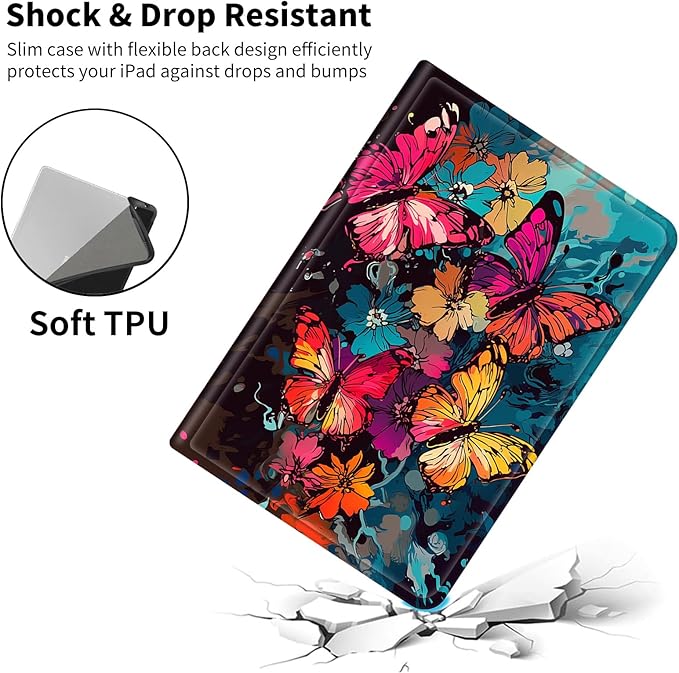 Case for All-New Amazon Fire HD 10 Tablet (13th Generation 2023 Release)Slim PU Leather Smart Cases Covers with Auto Wake/Sleep for Amazon Kindle Fire 10.1 inch TabletArt Butterfly