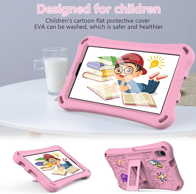 Kids Case for Samsung Galaxy A11(SM-X130/X135) 2025 Tablet 8.7/ Tab A9 8.7 (SM-X110 X115)/Tab A7 Lite 8.7 2021 (SM-T227/T225/T220)/Tab A 8 2019 T290 T295 Shoulder Strap Bumper Pink