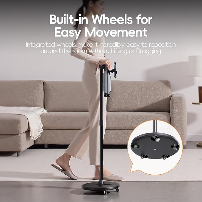 Floor Phone Stand for Recording Overhead Phone Mount with Wheels and Weight Base Free Rotation Aluminum Digital Heavy Duty Stand with Adjustable Angles &amp Height for Content Creation