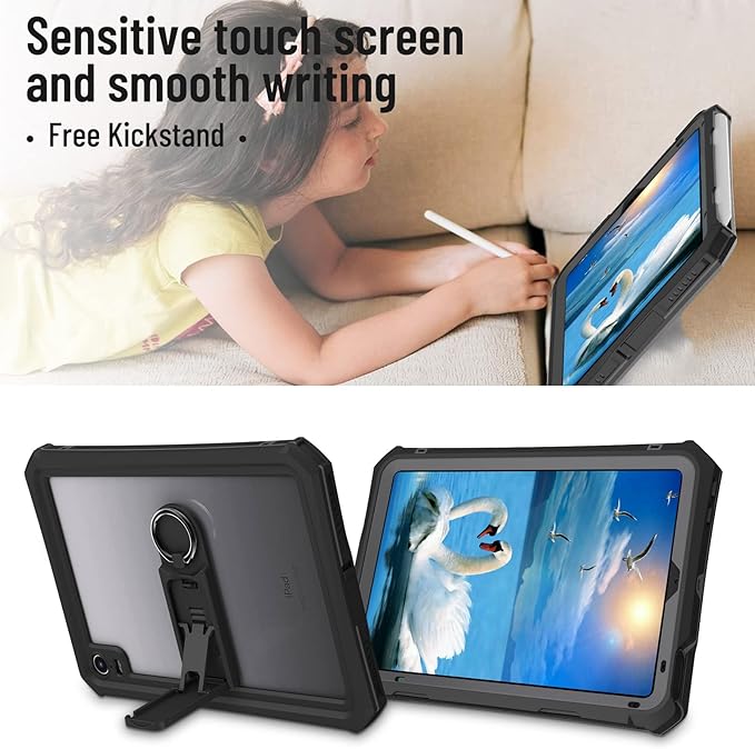 for iPad mini 6 Case/iPad mini 7 (A17 Pro) Case Waterproof Case for iPad mini 7th Generation 2024/iPad Mini 6th Generation 2021 8.3-inch Full Body Protective with Pencil Holder