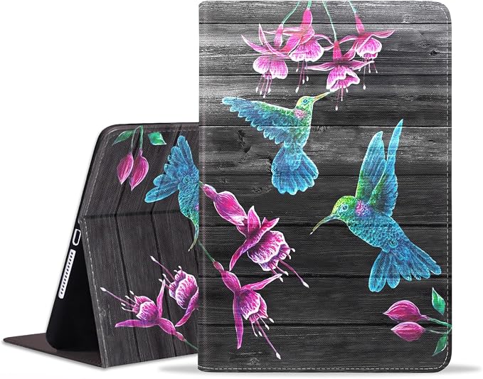 Vintage Wood Flowers and Hummingbird