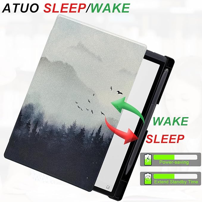 Slimshell Case for 8.2'' iFLYTEK AINOTE Air 2 Smart Auto Sleep/Wake Ultra-Thin Lightweight Leather Folio Cover with Built-in Pen Holder &amp Magnetic Closure (Misty Forest)