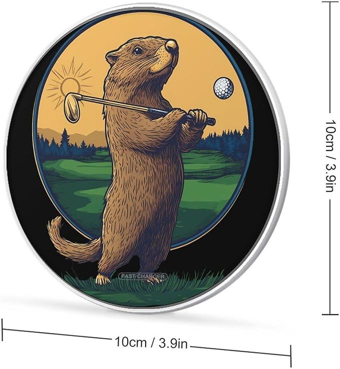 Groundhogs Golf Lover Phone Charger Magnetic Charging Pad Anti-Slip with USB Cable