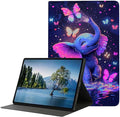 for iPad Air 3 10.5 2019/iPad Pro 10.5 2017 CasePU Leather Cover with Auto Wake/SleepMulti-Angle Viewing Adjustable Stand.Blue Elephant Butterfly
