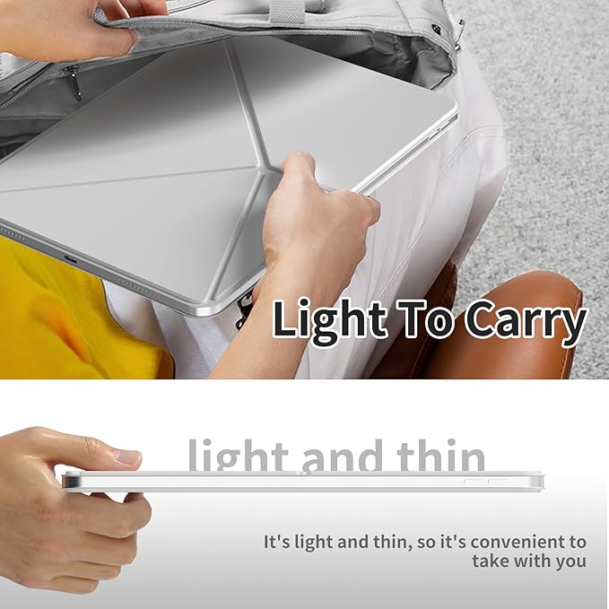 for iPad A16 Case iPad 11th/10th Generation Case (2025/2022) Removable Magnetic Cover Ultra Slim Shockproof Adjustable Portrait/Landscape Stand with Raised Screen View Auto Sleep/Wake Gray