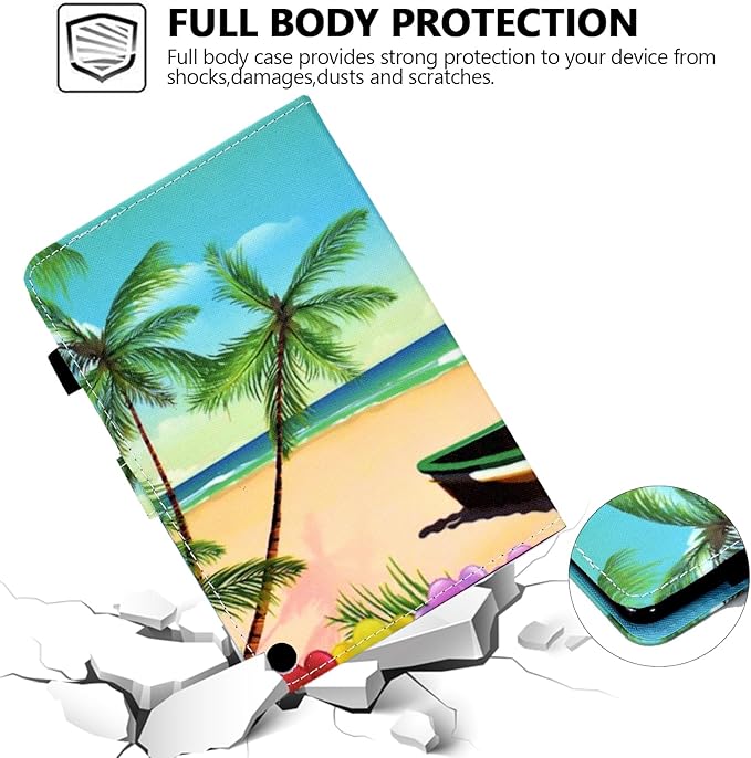 Case for Amazon Fire Max 11 13th Generation (2023) Techcircle Folio Stand PU Leather Magnetic Smart Wallet Soft Cover Protective Case with Pen Holder+Card Slots Auto Wake/Sleep Summer Beach