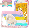 BRAECNstock Kids Case for Apple iPad mini 5/4 7.9 2019/2015 Shockproof Protective with Pencil Holder Rotating Hand Strap &amp Stand Shoulder Strap Case for iPad mini 5th/4th Gen Colorful Pink