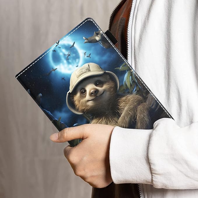 Case for All-New Amazon Kindle Fire HD 10 &amp 10 Plus Tablet 10.1 (13th/11th Generation 2023/2021 Release) - PU Leather Folio Case with Smart Auto Wake/Sleep Cute Sloth