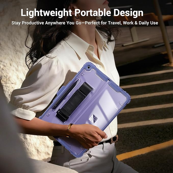 CoBak Rugged Case for Microsoft Surface Pro 12 2025 Shockproof Protective Cover with Hand Strap Multi-Angle Kickstand Built-in Stylus Holder Compatible with Type Cover Keyboard Clear Violet