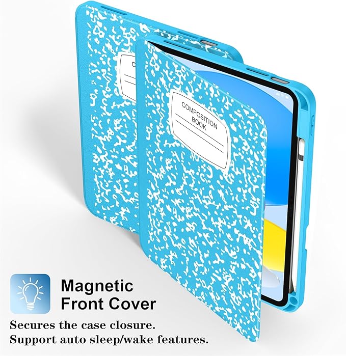 Supveco Case for iPad (A16) 11th Generation 11 inch (2025)iPad 10th Generation 10.9 inch (2022) with Pencil Holder-[Auto Wake/Sleep]Premium Folio Stand Case with Soft TPU Back Cover-Sky Blue