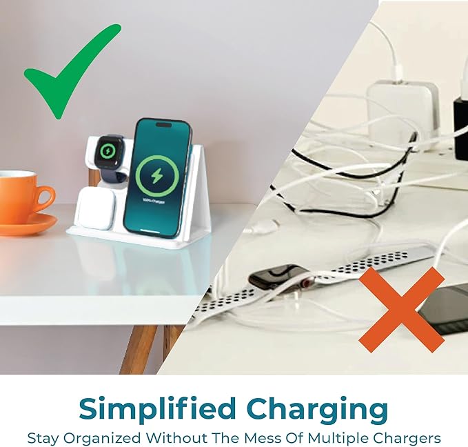BLACK+DECKER 3 in 1 Charging Station for Apple Multiple Devices Wireless Foldable Travel Charger for Multiple Devices iPhone 17 16 15 14 13 Pro Max Plus Apple Watch Series/AirPods