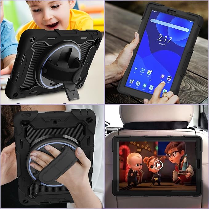 Tablet Case for Lenovo Tab M10 HD 2nd Genneration 10.1 2020 Model (TB-X306F TB-X306X) Rugged Protection Cover with Hand and Shoulder Strap 360 Rotating Kickstand Black