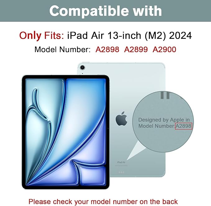 Stand Case for iPad Air 13 inch M2 (2024) with Clear Transparent Back &amp Soft TPU Shockproof Frame Cover [Built-in Pencil Holder] [Auto Sleep/Wake] Smart Lightweight Trifold Shell Dark Blue