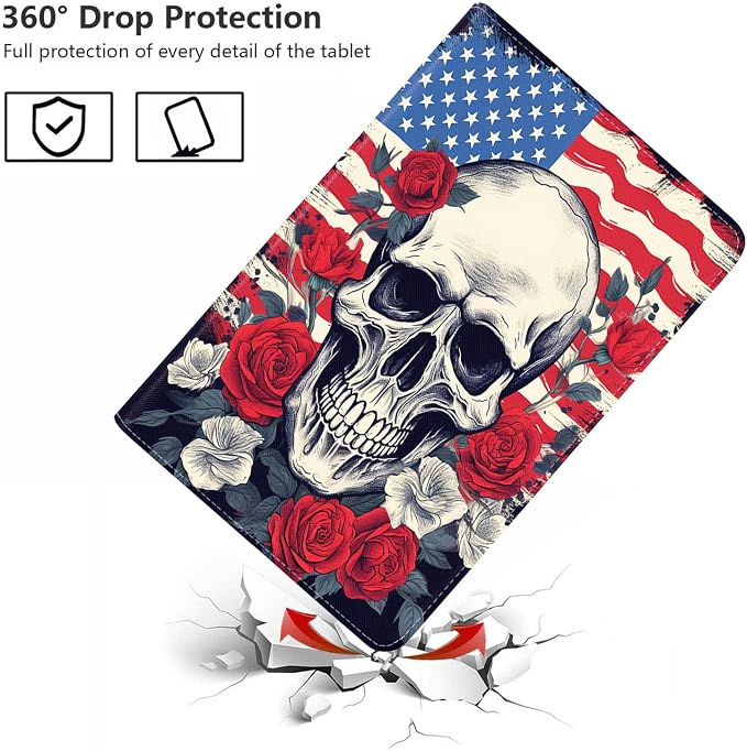 American Flag Skull Roses