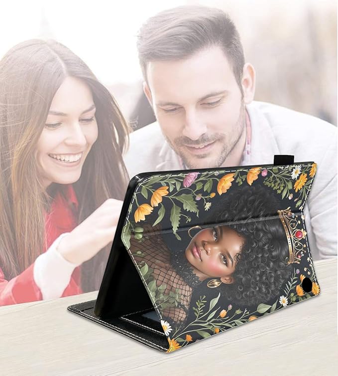 Case for Amazon Fire HD 10/HD 10 Plus Tablet 10.1 (13th/11th Generation 2023/2021 Release) Slim PU Leather Cover with Card Slot &amp Auto Wake/Sleep American Black Girl