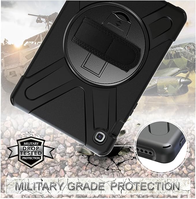 Case for Samsung Galaxy Tab A 10.1 2019 (SM-T510/T515/T517)Portable Heavy Duty Dropproof Protective Cover Case with 360 Rotating StandHandle &amp Shoulder StrapStylus Pen (New Black)