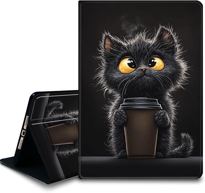 Bxgolkgd Tablet Case for 6.8 Kindle Paperwhite (11th Generation-2021) &amp Kindle Paperwhite Signature EditionAuto Wake/Sleep FunctionBlack Cat Coffee
