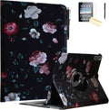 Case for iPad Pro M5 11 2025 / Pro M4 11-Inch 2024 Rotating Stand Smart Cover for A3357 A3361 A3362 A2836 A2837 A3006 (Black Flower)