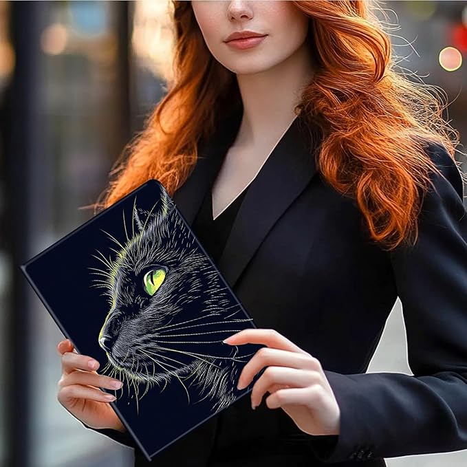 Case for Kindle Paperwhite 12th Generation 7 &amp Kindle ColorSoft Signature Edition PU Leather Protective Cover with Auto Sleep/Wake for Kindle Paperwhite 2024 – Black Cat