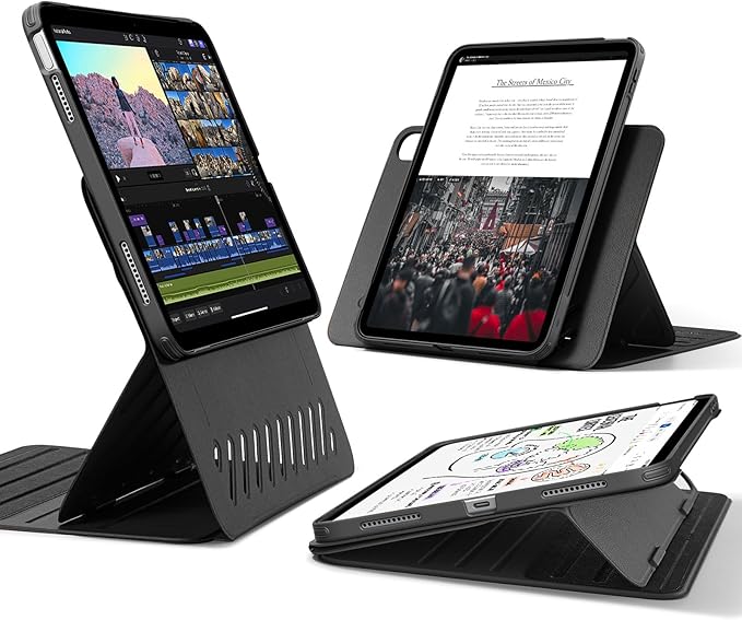 ESR for iPad A16 Case iPad 11th/10th Generation Case (2025/2022) Removable Magnetic Cover Adjustable Portrait/Landscape Stand with Raised Screen View 9 Standing Angles Black