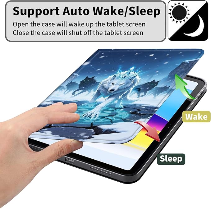 Case for Amazon Kindle Fire HD 10 and Fire HD 10 Plus 10.1 Tablet Case (13th/11th Generation 2023/2021 Release) Slim Fit PU Leather Cover with Auto Sleep/Wake - Wolf