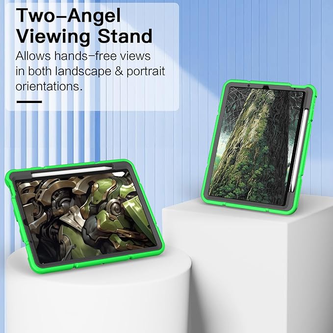 Grifobes for iPad Air 11 inch (M4/M3/M2) 2026/2025/2024 iPad Air 5th/4th Generation Case 2022/2020 10.9 Heavy Duty Protective Cover with Pen Holder Stand for i Pad Air 5 4 (Green)