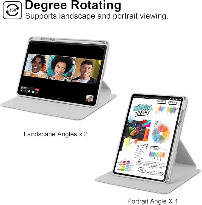 Rotating Case for Huawei MatePad SE 11 inch 2024 with Pencil Holder360 Degree Rotation Protective Stand Smart Tablet Slim Hard Shell Folio Cover Clear Back Auto Wake/Sleep (Grey)