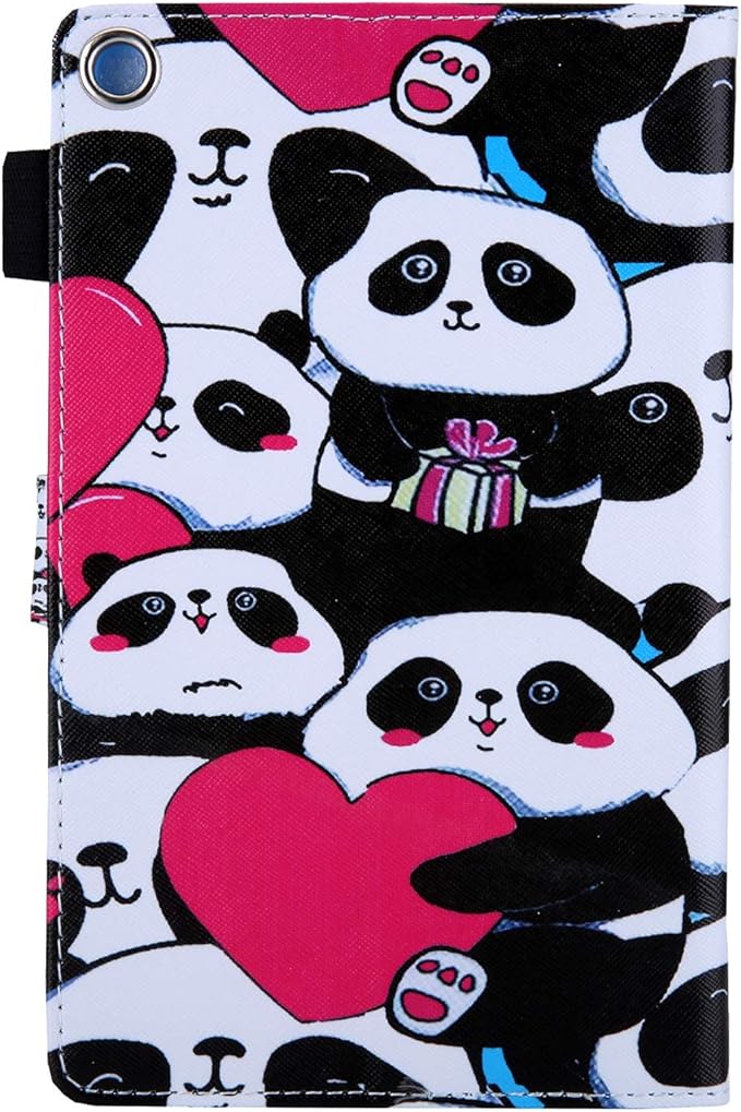 Folio Cover for Fire HD 8 6th/7th/8th Gen Techcircle Slim Folding Stand PU Leather Protective Wallet Case with Auto Sleep/Wake for Old Amazon Fire HD 8 Tablet 2016/2017/2018 Panda Tribe