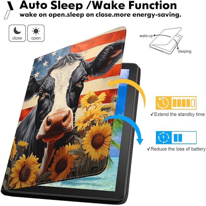 American Flag Cow and Sunflower