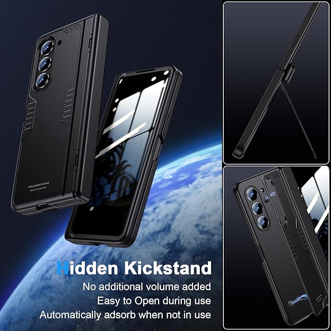 for Galaxy z-Fold-5 Multifunction Business Case: Privacy Screen Protector Hidden Kickstand Wireless Charging Thin Design for Business Professionals Phone Cover for Samsung z fold 5 5G 2023
