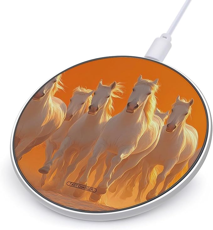 Running Horse Sunset Dust Phone Charger Magnetic Charging Pad Anti-Slip with USB Cable