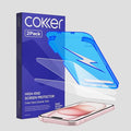 COKER 2PACK Tempered Glass Screen Protector Designed for iPhone 15 Rounded Edge 9H Hardness Shatterproof Anti-Scratch Anti-Fingerprint Touch Sensitive Easy Installation