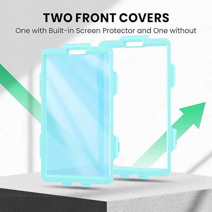 SEYMAC for Samsung Galaxy Tab A9 Case 8.7″ 2023 (SM-X110/X115/X117) Heavy Duty Shockproof Protective Case with Screen Protector Rotating Stand Hand/Shoulder Strap and Pen Holder Light Blue