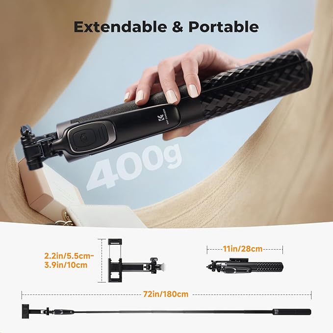 K&ampF CONCEPT 71 Phone Tripod Auto Open Selfie Stick with 4 Legs &amp Stabilizing Handle 360° Rotation Cell Phone Tripod Stand with Wireless Remote Control Compatible with iPhone Android Came
