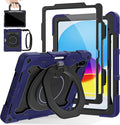 ROISKIN for iPad (A16) 11th/10th Generation Case 2025/2022 (11″/10.9″) Sturdy Heavy Duty Full-Body Shockproof Protective Case with Screen Protector Rotating Stand Handle/Shoulder Strap