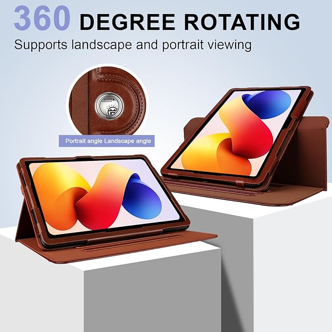 E NET-CASE Case for Xiaomi Redmi Pad 2 Pro/Pad Pro (2025/2024) 12.1 Inch with S Pen Holder丨Shockproof丨Clear Transparent Back Shell丨Multi-Angle Viewing (Brown)