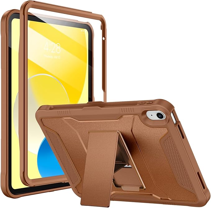 Soke Case for iPad (A16) 11th Generation 11-inch 2025 iPad 10th Generation 10.9-inch 2022 with Built-in Screen Protector and Kickstand Rugged Full Body Protective Cover - Light Brown