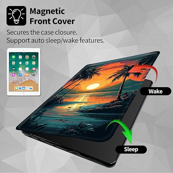 Case for Samsung Galaxy Tab S6 10.5 2019 (Model SM-T860/T865/T867) Tropical Palm Tree Theme 360 Degree Rotating Stand Smart Protective Cover for Samsung S6 T860 Tablet