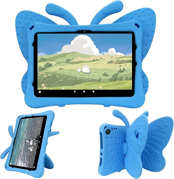 Dteck Fire HD 10 Tablet Kids Case (2021/2023 Release 11/13th Generation)3D Cute Butterfly Case for Kids Lightweight Stand Shockproof Rugged Heavy Duty Fire HD 10 Kids Pro Tablet Cover for GirlsBlue