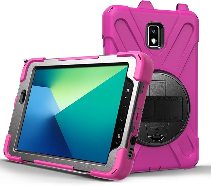 Case for Samsung Galaxy Tab Active 2 8.0 T390 T395 T397 Military Grade [15 ft Drop Tested] Full-Body Shockproof Protective Cover with 360° Rotation Stand Hand Strap &amp Pencil Holder