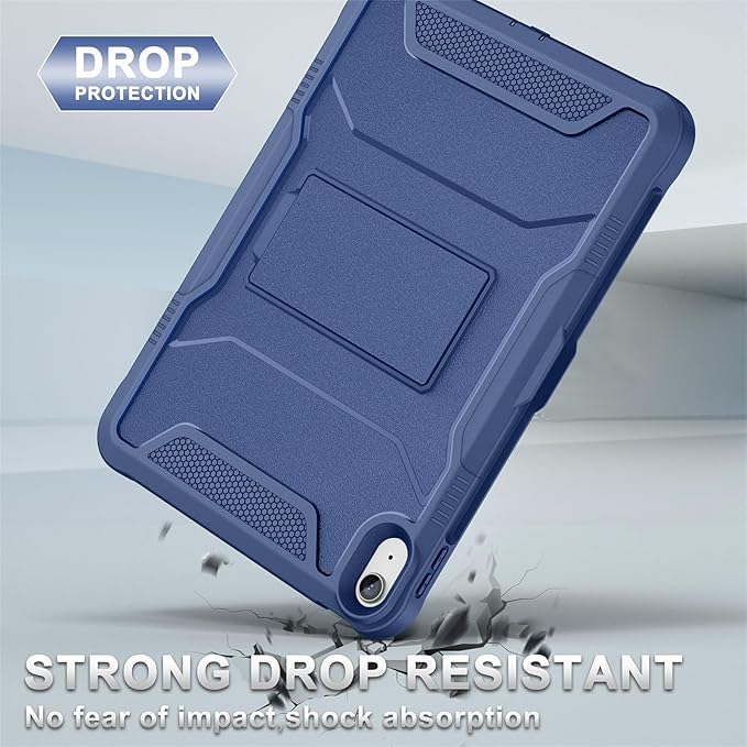 Soke Case for iPad (A16) 11th Generation 11-inch 2025 iPad 10th Generation 10.9-inch 2022 with Built-in Screen Protector and Kickstand Rugged Full Body Protective Cover - New Navy