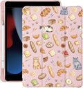 Cute Kawaii Cat Bread for iPad Air 13 Inch Case M3 2025/M2 2024 with Pencil Holder Auto Sleep/Wake Pink Leather Soft TPU Back Cover