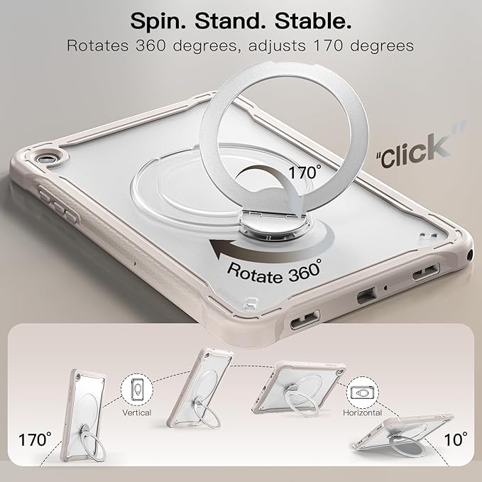 Lunivop Compatible with Samsung Galaxy Tab A9 Plus Case 11 Inch with 360° Rotating Aluminium Stan Stand Built-in 9H+ Hardness Screen Protector Military - Grade Tablet Cover for A9+ Plus Khaki