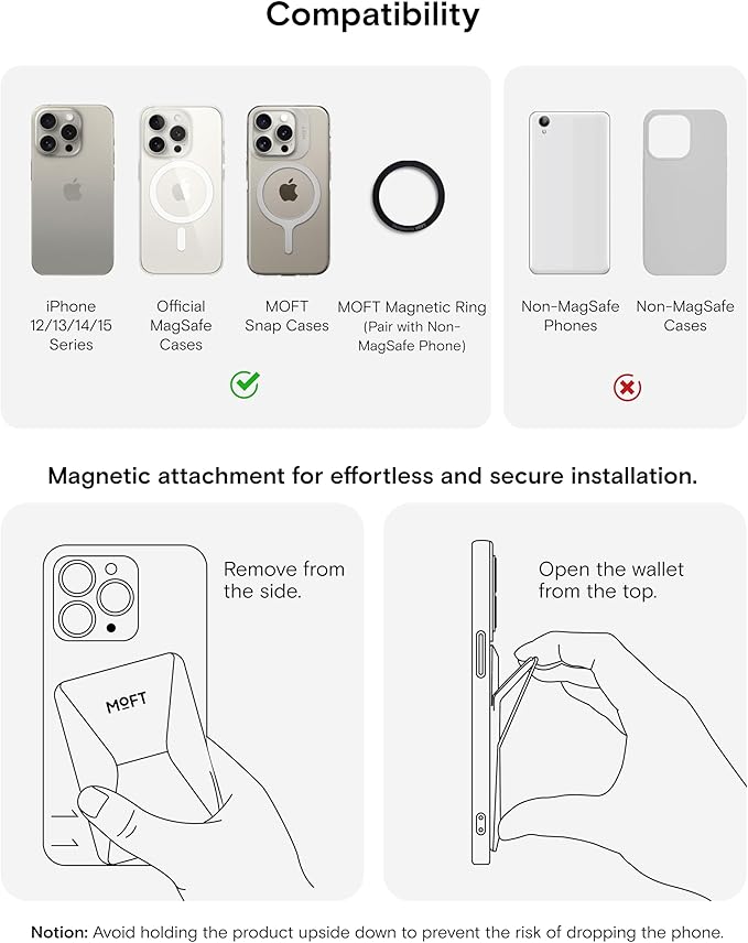 MOFT MagSafe Wallet for iPhone 15/14/13/12 Series Strong Magnetic Phone Card Holder Fit 2 Cards &amp 3 Viewing Angles &amp Stain-Resistant Vegan Leather Phone Stand Seafoam