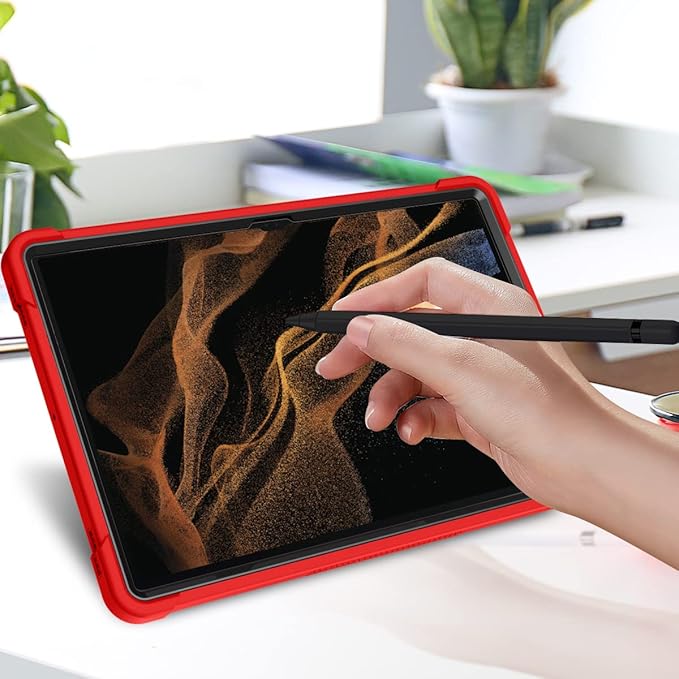 Protective Case Compatible with Samsung Galaxy Tab S9 Ultra 14.6 Inch 2023 Case with Built-in Stand Rugged Hybrid Shockproof Protective CoverCompatible with Samsung Galaxy Tab S9 Ultra(Red+Black)