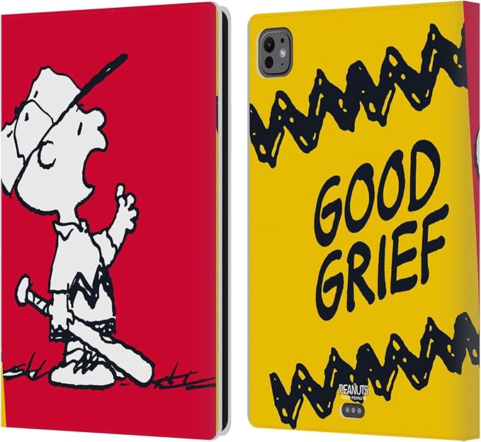 Head Case Designs Officially Licensed Peanuts Charlie Good Grief Halfs and Laughs Leather Wallet Case Compatible with Apple iPad Pro 11 M4/M5 2024/2025