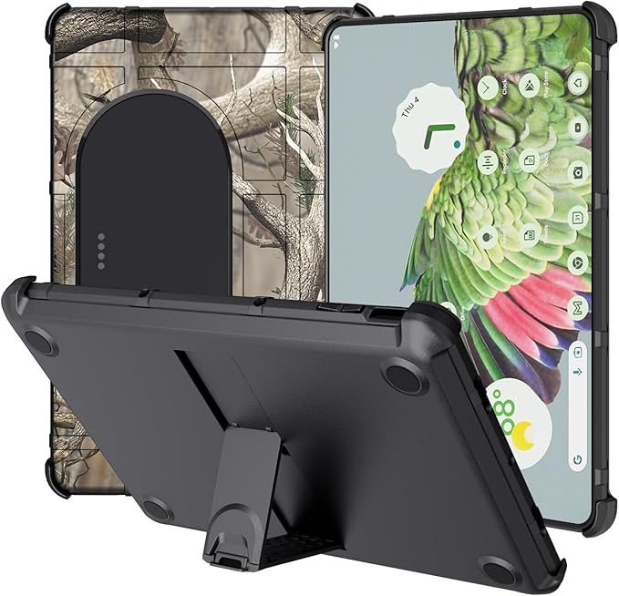 Case and Travel Cover for Google Pixel Tablet (2023) Nakedcellphone Special Ops Rugged Shield and Hard Shell View Stand Companion - Bushwolf Camo