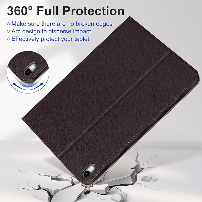 Case for iPad A16 11th Gen 11 InchiPad 10th Gen. 10.9 InchLeather Folio Cover with Auto Wake/Sleep Adjustable Stand Shockproof and Multiple View Angles Protection Case-Dark Brown