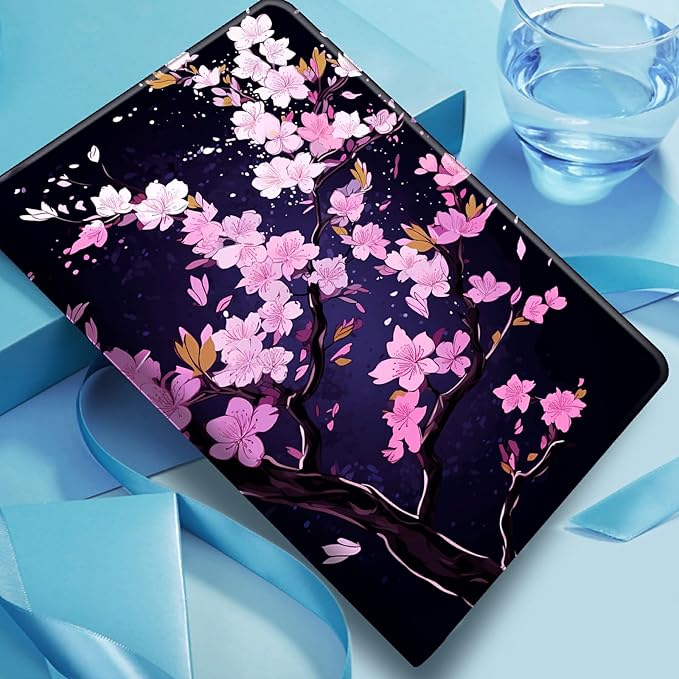 Case for iPad Pro 11 Inch Case (2024 Model 5th Gen) PU Leather Smart Protective Cover with Auto Sleep/Wake for iPad Pro 11 2024Pink Cherry Blossom