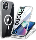 Miracase for iPhone 13 Case 6.1'' [Bubble Free] Full-Body Bumper Phone case with Built-in Full Glass ScreenNo GapCompatible with MagSafeDrop Proof 13 CoverClear Glitter